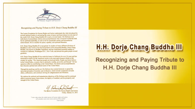 Recognizing and Paying Tribute to H.H. Dorje Chang Buddha III