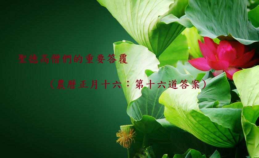 (農曆正月十六：第十六道答案)